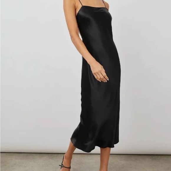 RAILS Women's Black Lottie Slip Dress Size Medium Strappy Back Satin Finish NWT - Picture 2 of 11